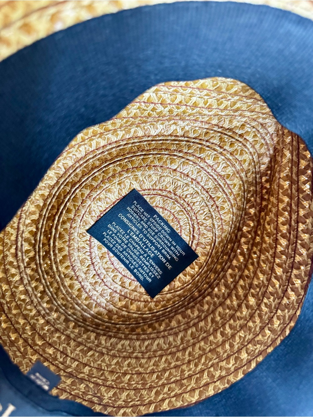 ERIC JAVITS Authentic Squishee Straw Hat UPF 50 Fedora Black Trim Patterned Band - Picture 10 of 14